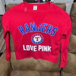 VS PINK Texas Rangers Cropped Sweatshirt 🤍❤️💙